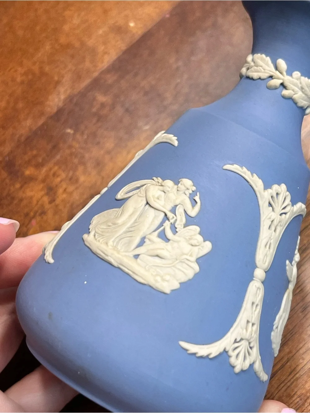 Wedgwood blue jasperware bed vase